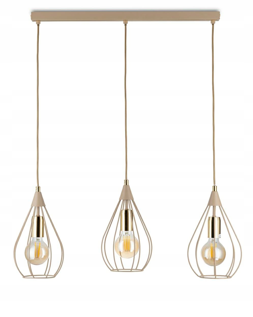 Závesná lampa Noa béžová s prídavkom zlata 3xE27 75 cm Moderná Taupe