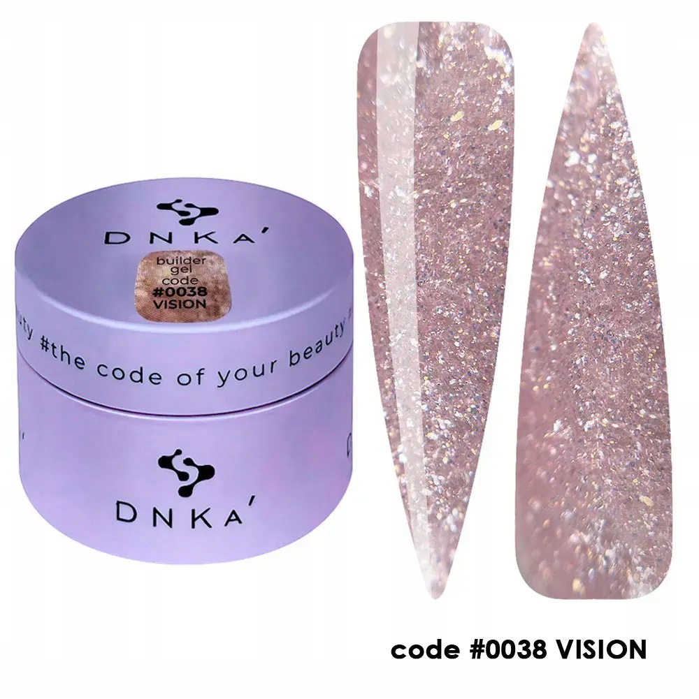 DNKa Builder Gel Vision #0038 -30 ml Stavební Gel Uv Led Růžově zlatý Shimm