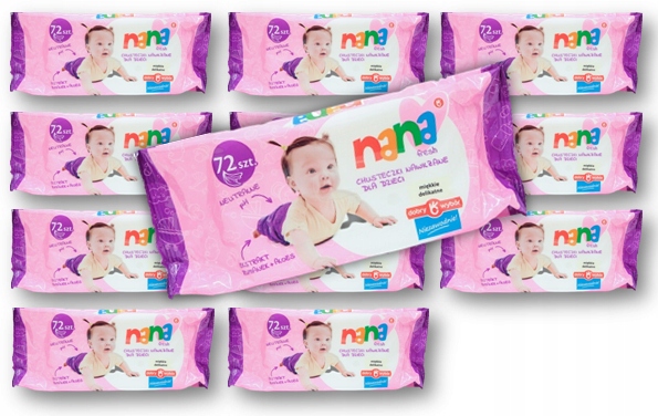 

12 x Nana Fresh Chusteczki nawilżane 72szt