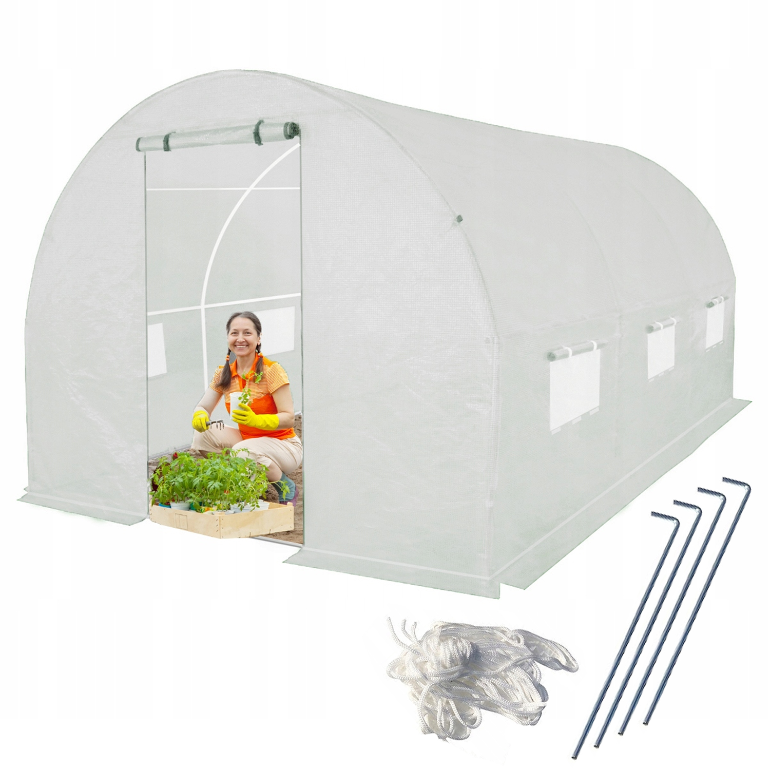 Foliový tunel Skleník Premium síť 2x3,5 m bílý Nejtlustší trubky 25 mm