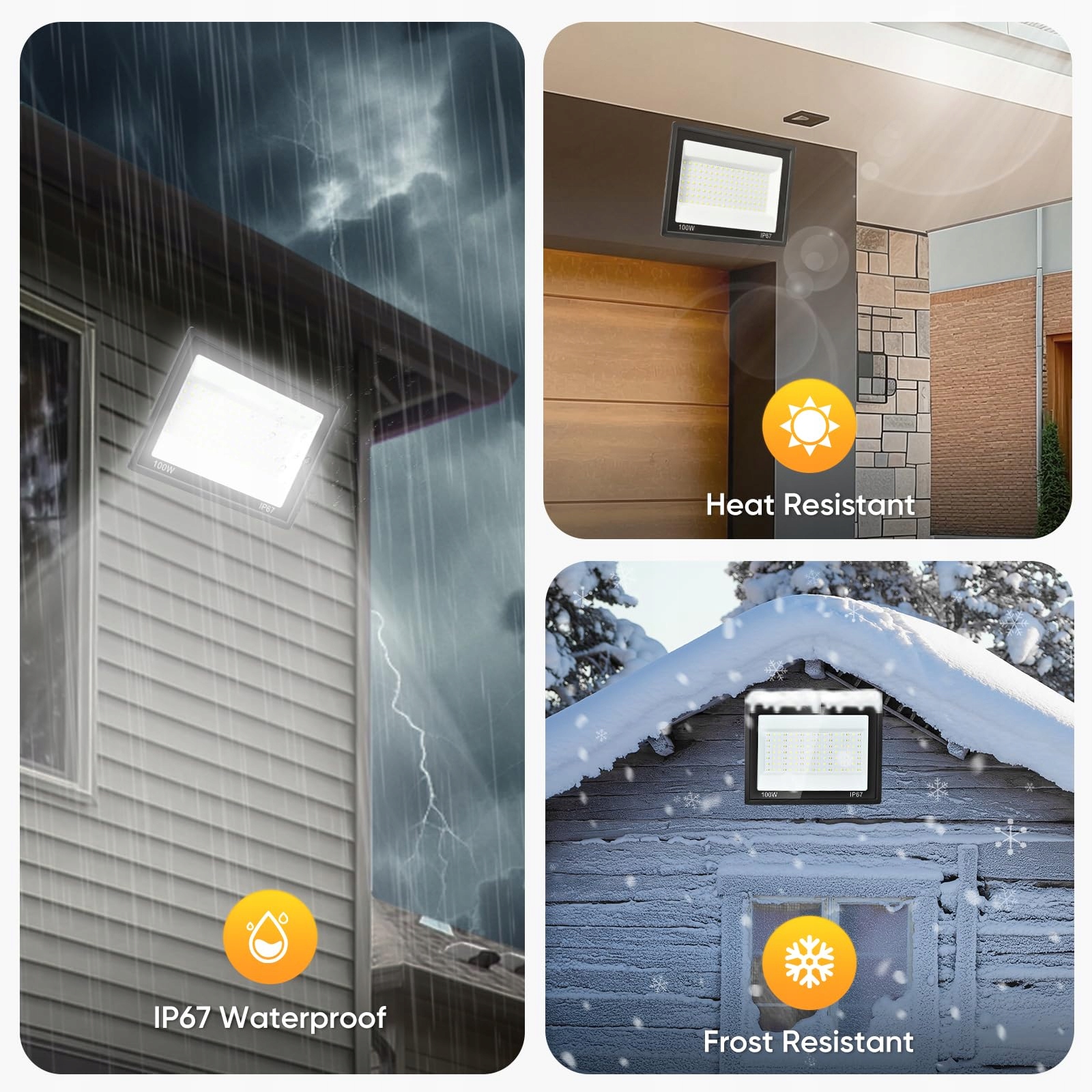 Reflektor LED Zewnętrzny Wodoodporny Do Ogrodu Garażu 100W IP67 Plazique — miniatura 3