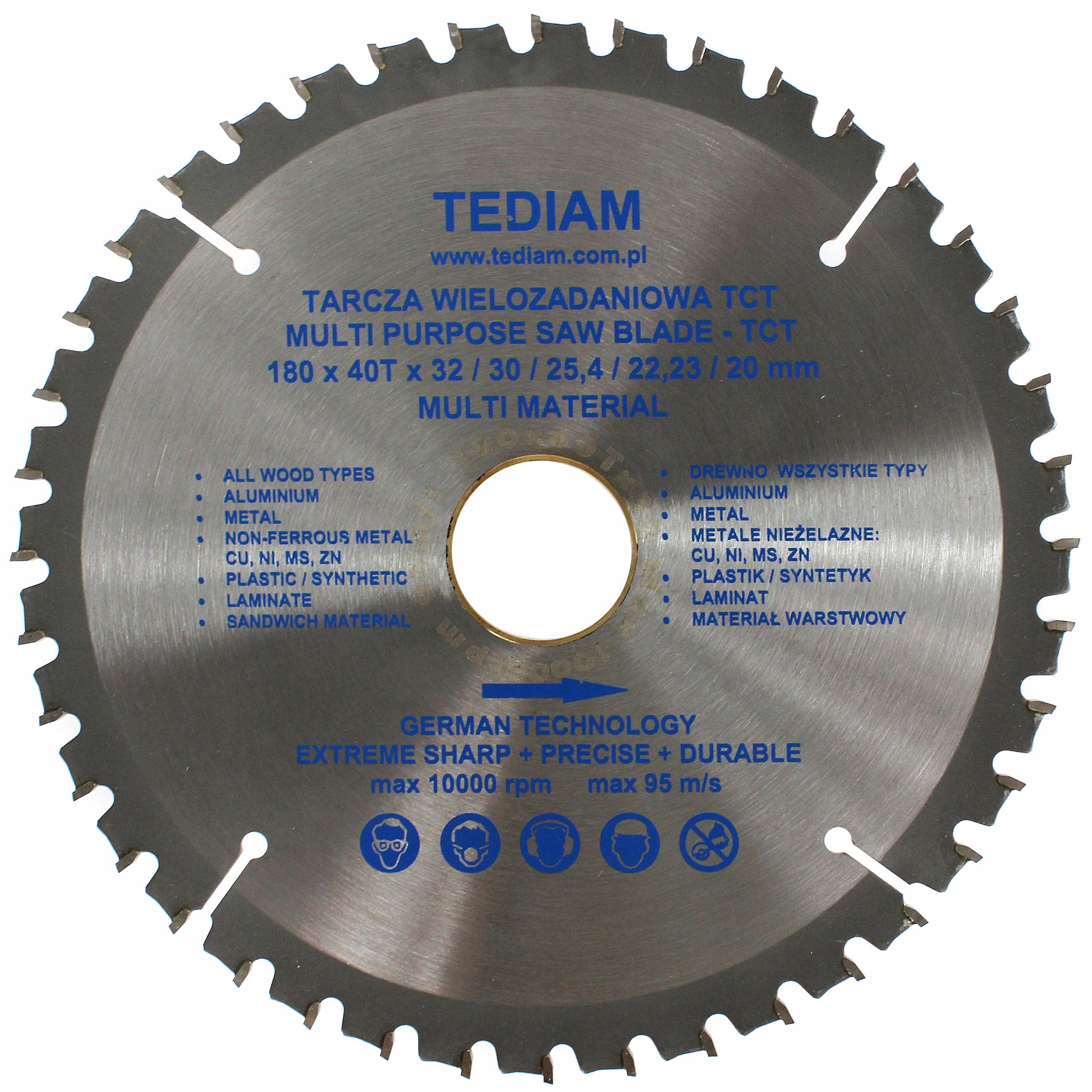 

Tarcza Piła Wielozadaniowa Tct Tediam 180 40z
