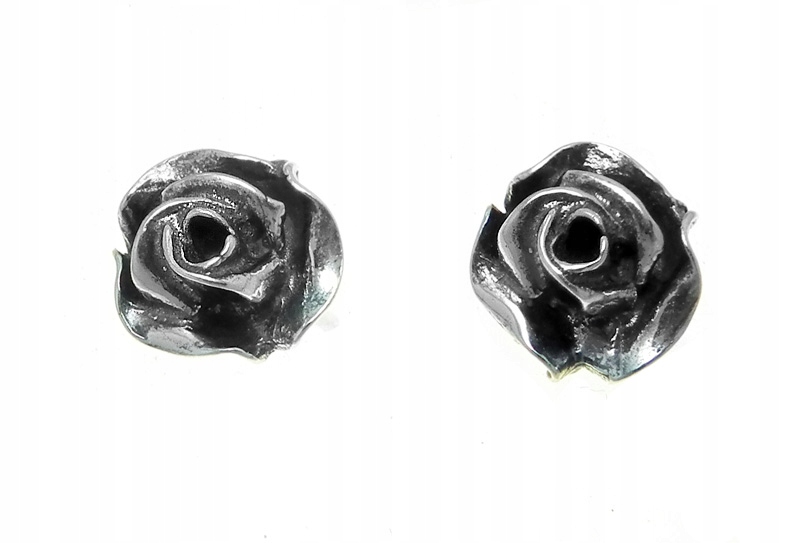 Róże srebrne kolczyki na sztyfty