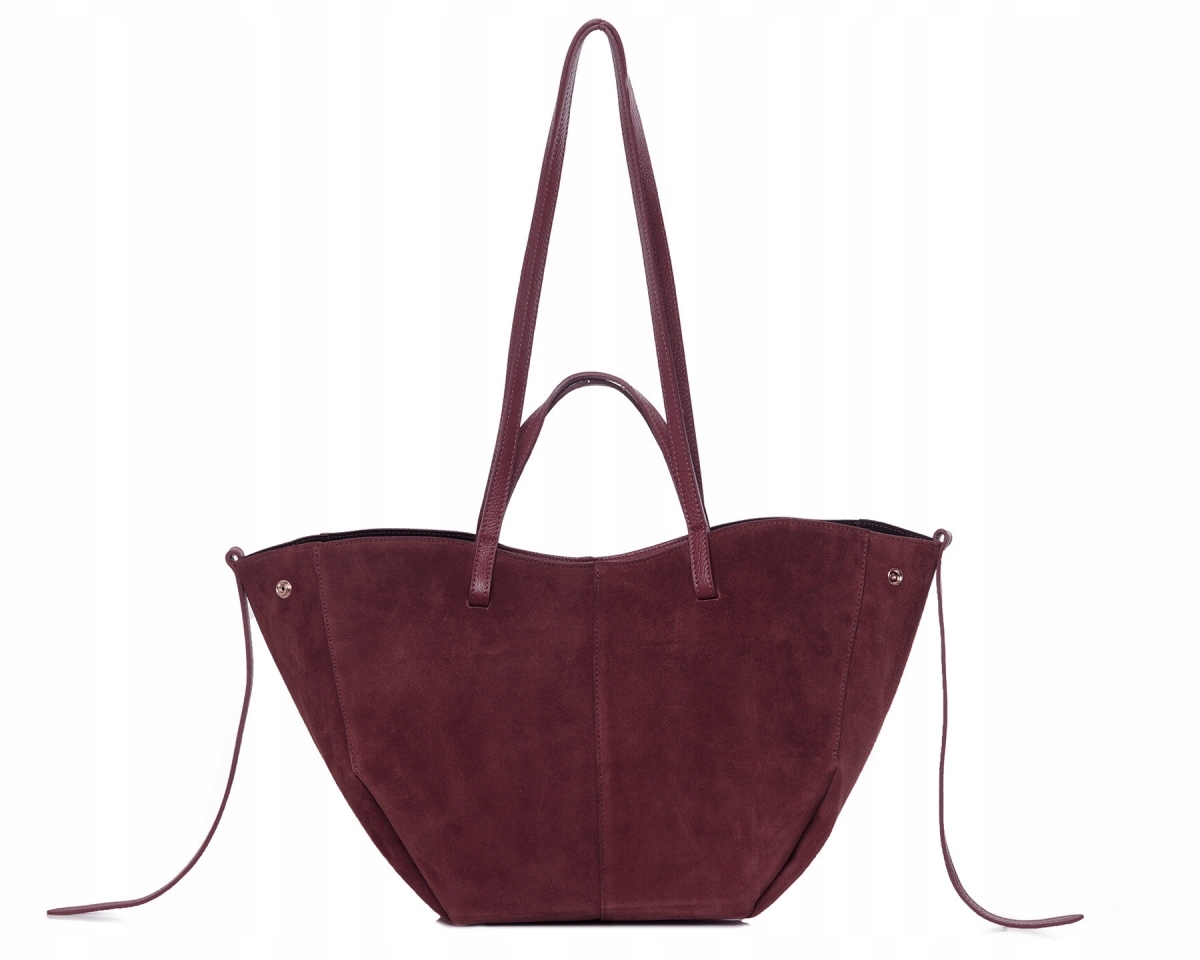 Velká Italská Kožená Dámská Shopper Taška Solome Rosa Bordó Semišová