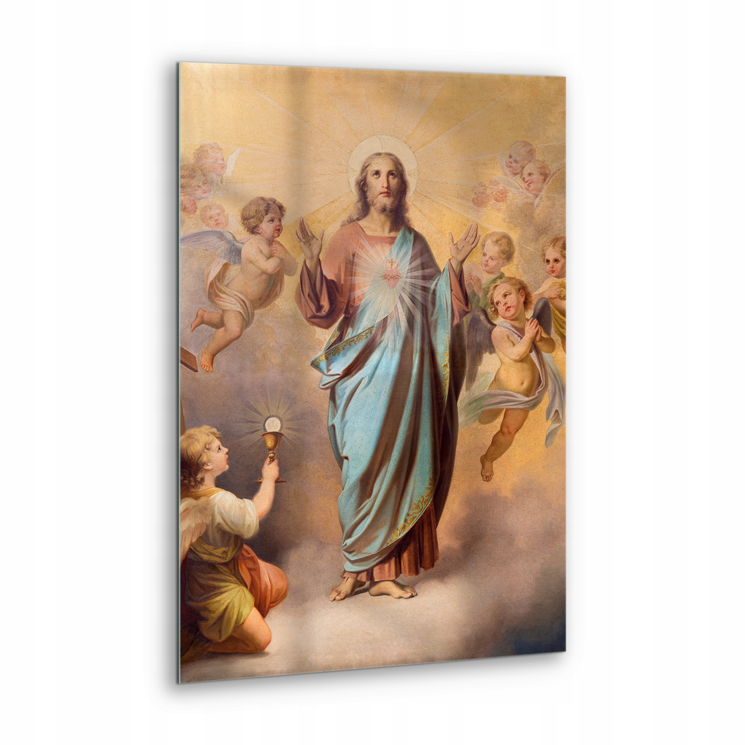 Obraz na skle Srdce Ježíše Andělé