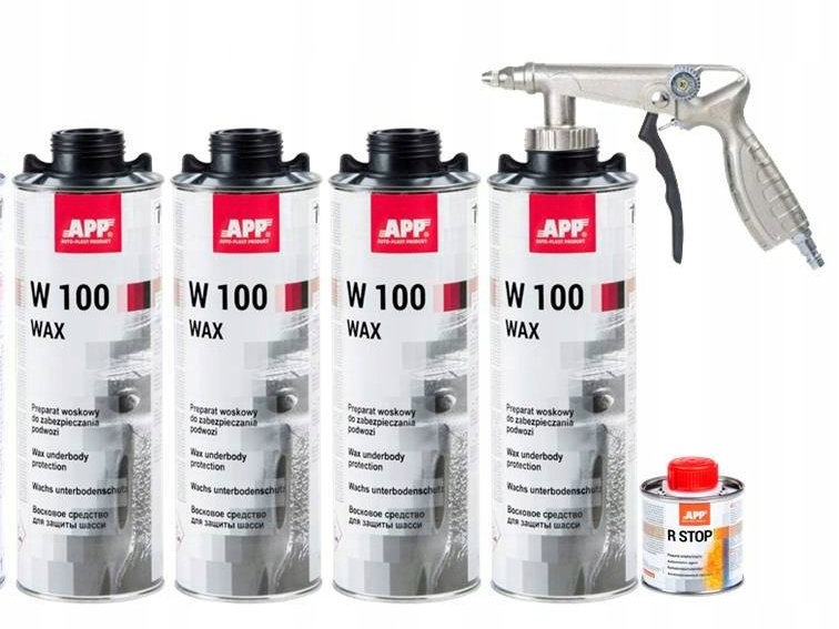 4 x APP W100 WAX preparat woskowy do podwozia 1L + Pistolet + R-stop