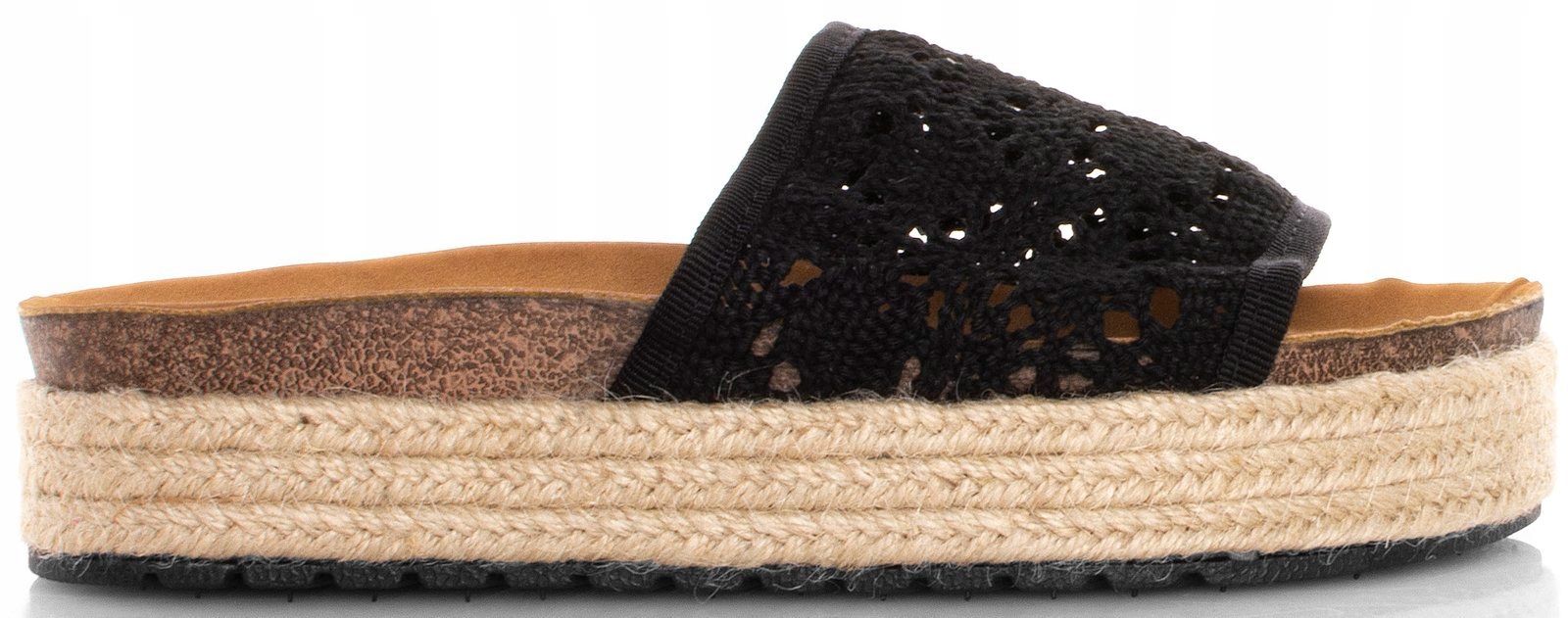 

5705 Czarne Klapki Na Platformie Espadryle 40