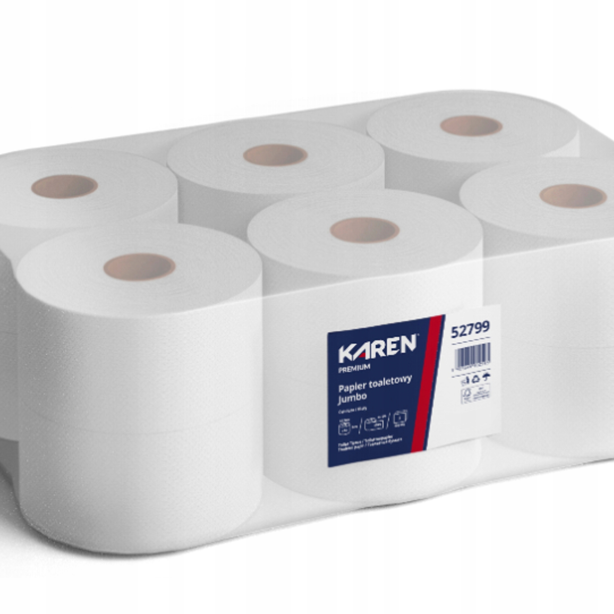 

Papier toaletowy Jumbo Biały 100% Celuloza 12szt
