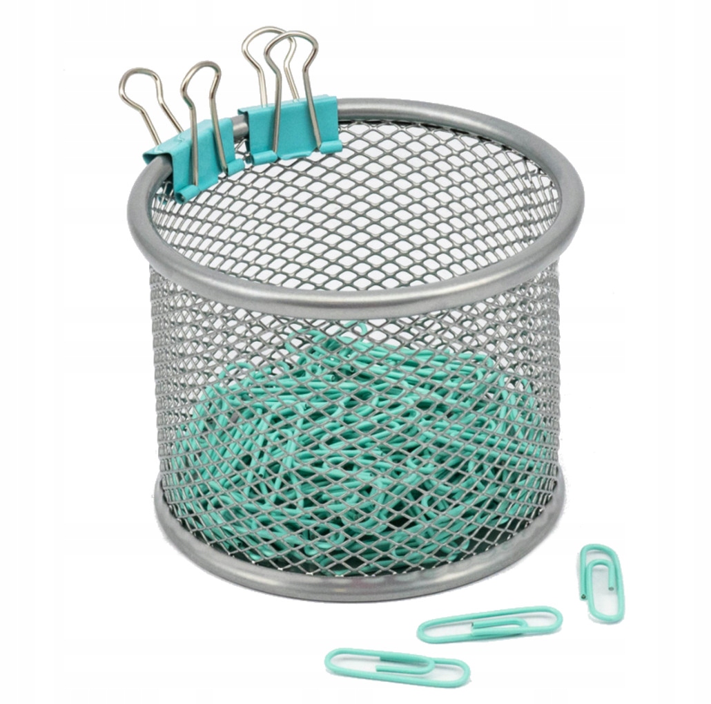 

Pojemnik Przybory Metalowy 90X68MM Srebrny Biurko