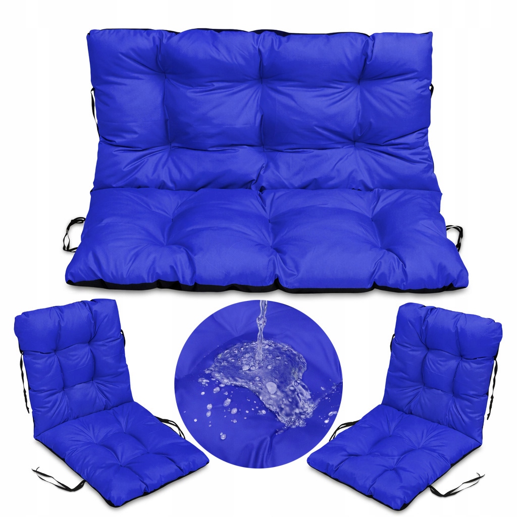 Set 2+1 polštáře na ratanový nábytek, voděodolné, měkké, 100x60x50 Chrpa