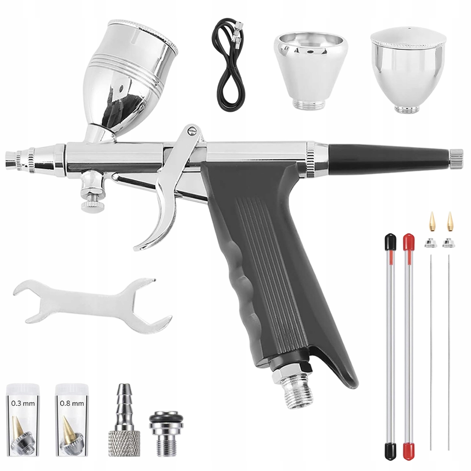 Stříkací Pistole Se 3 Tryskami A Kelímky 2CC 5CC 13CC Na Obličej A Koláče