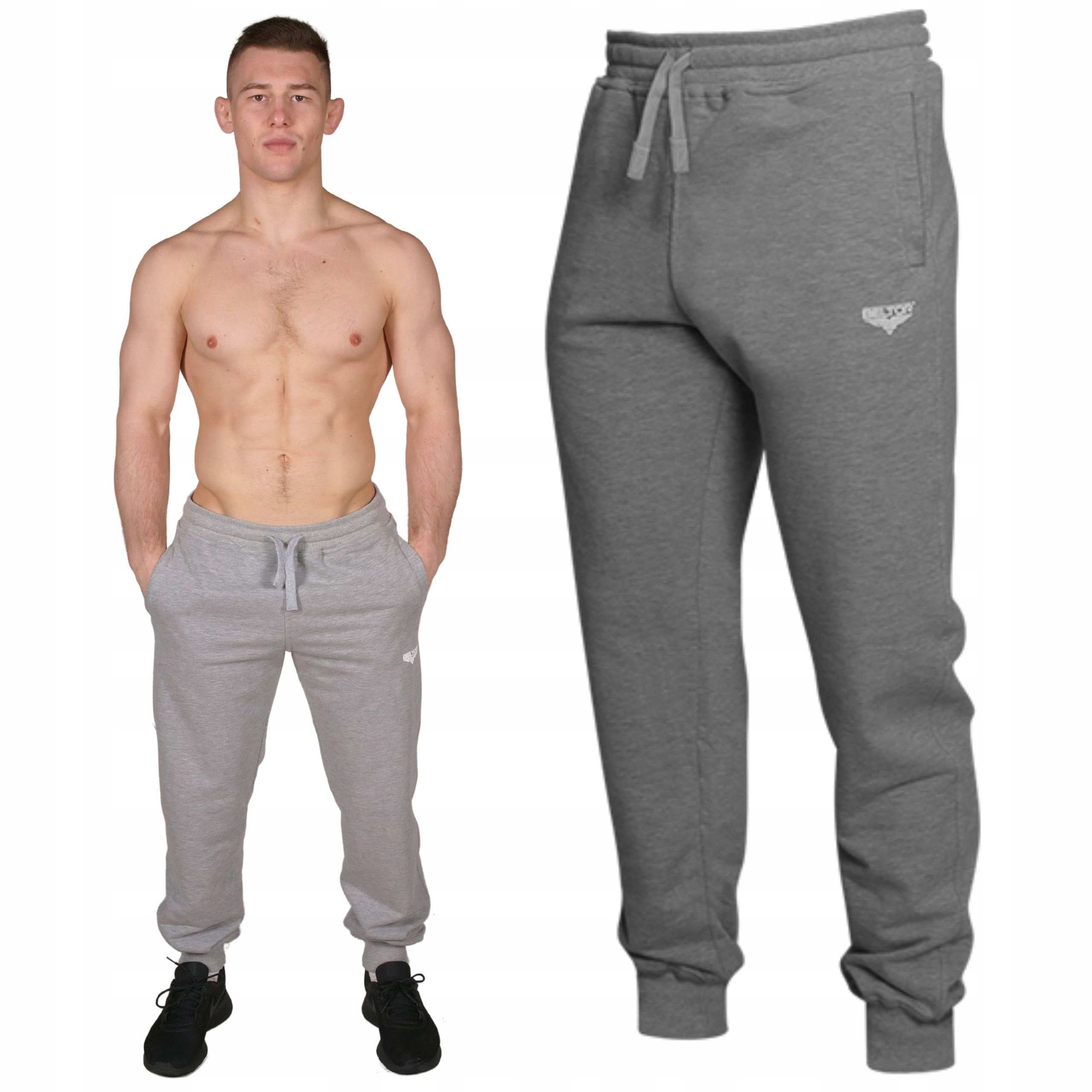 Beltor Spodnie Dresowe Hawk Sweatpants Melanż Szare Dresy Ze Ściągaczem XXL