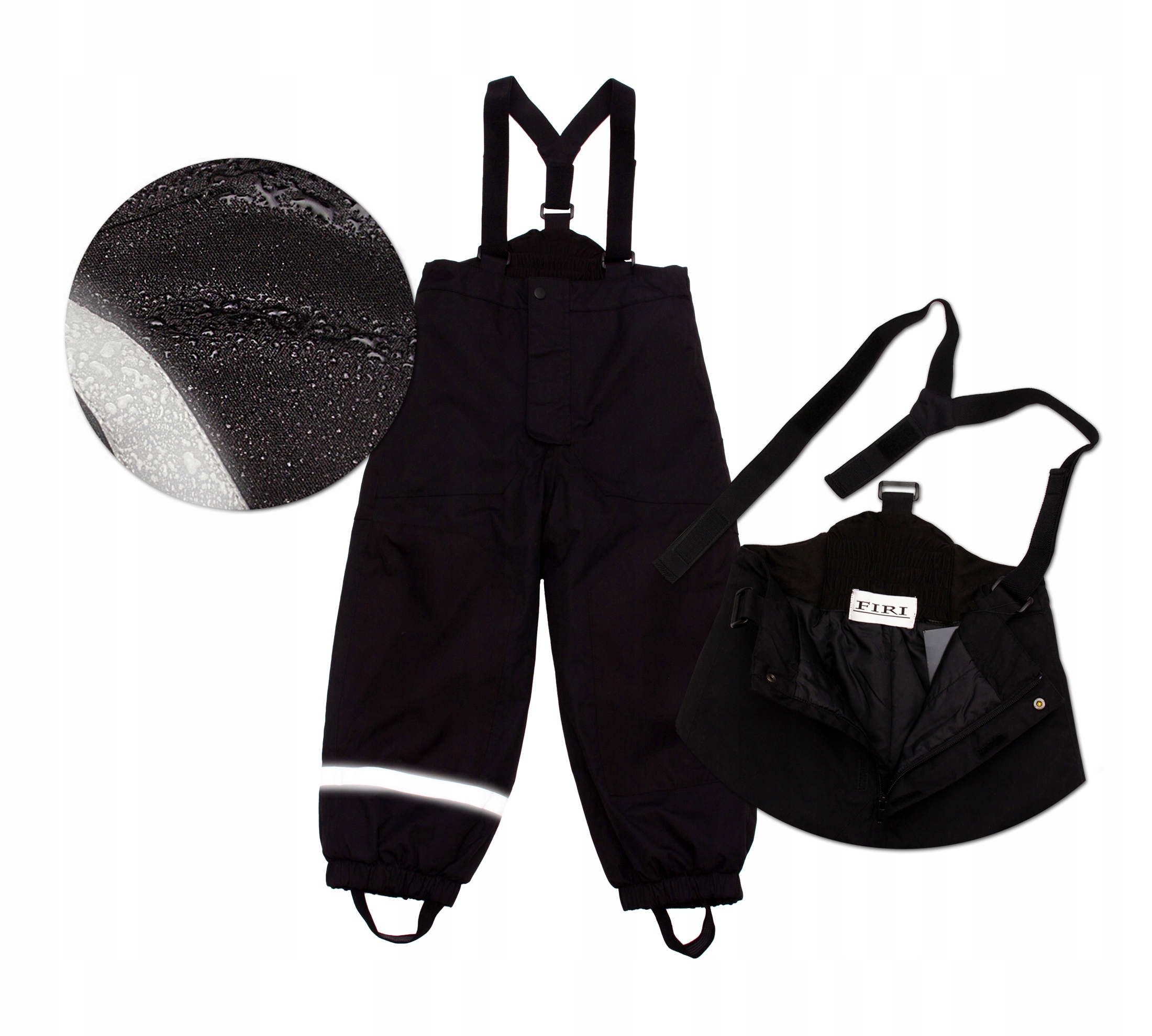 SPODNIE NARCIARSKIE dziecięce KOMBINEZON zimowy dziecięcy czarny FIRI 122 Kolor czarny