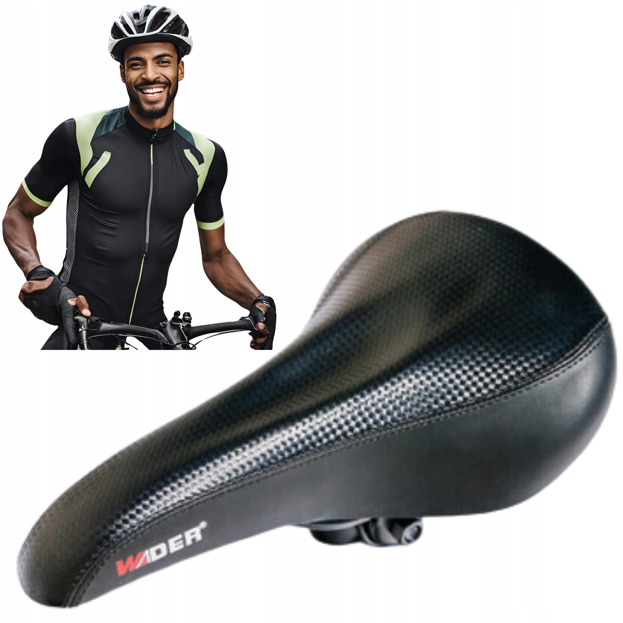 Siodełko rowerowe Vader czarne skaj ergonomiczne miękkie rekreacja Mtb