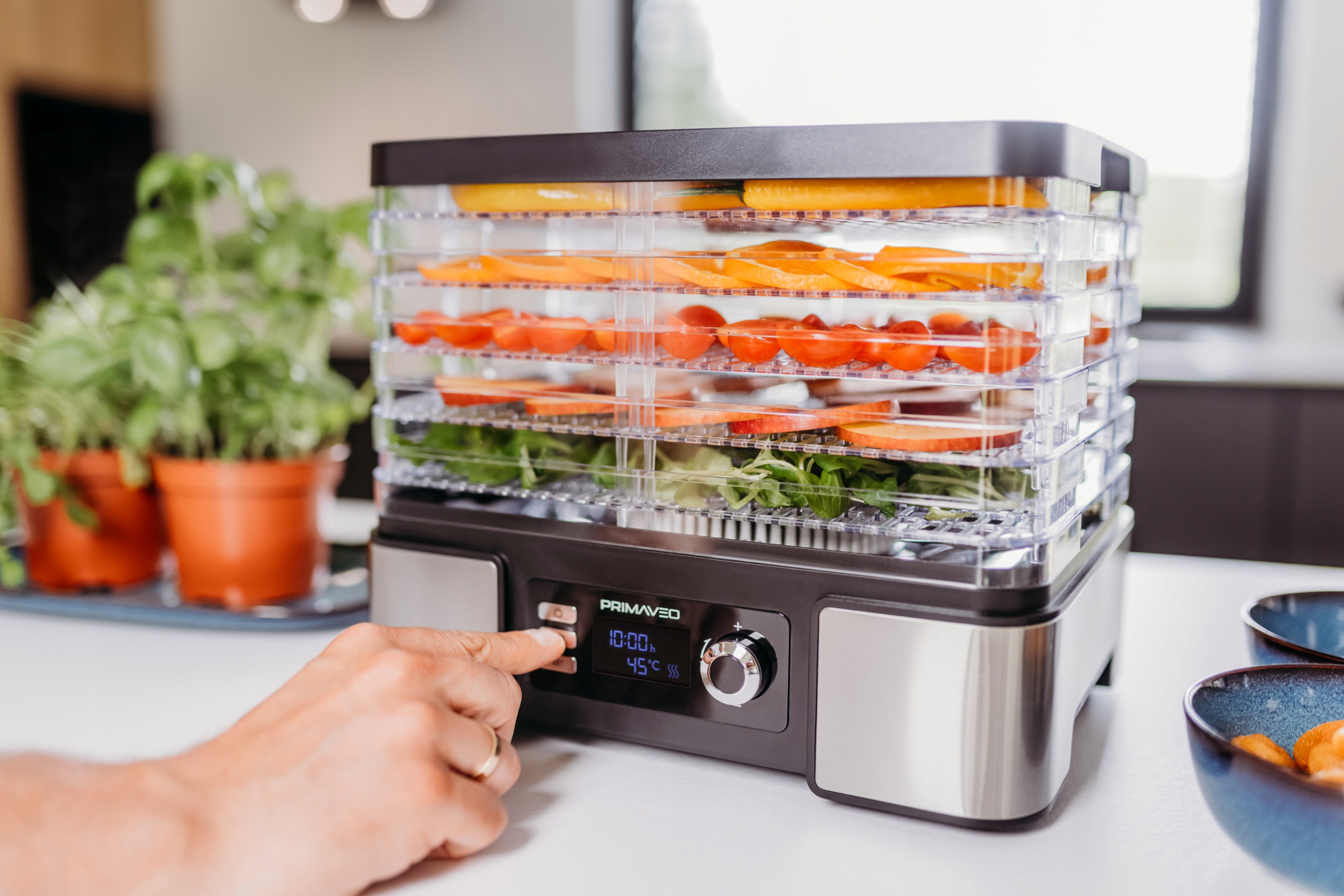 DUŻĄ SUSZARKA DO GRZYBÓW OWOCÓW WARZYW ZÓŁ TERMOOBIEG INOX 450W PRIMAVEO PL Liczba sit 5