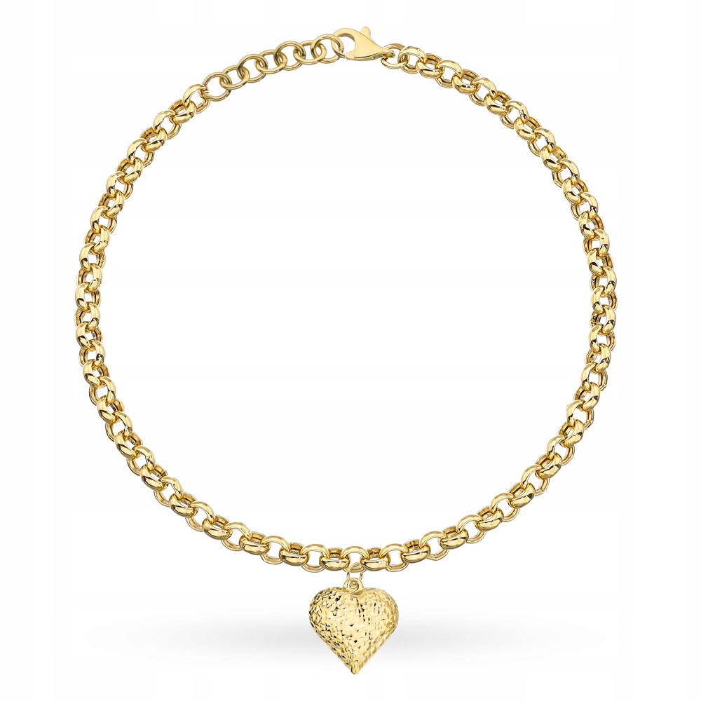 Zlatý náramek 585 Velké články Rolo s hladkým srdíčkem 4.29g dárek