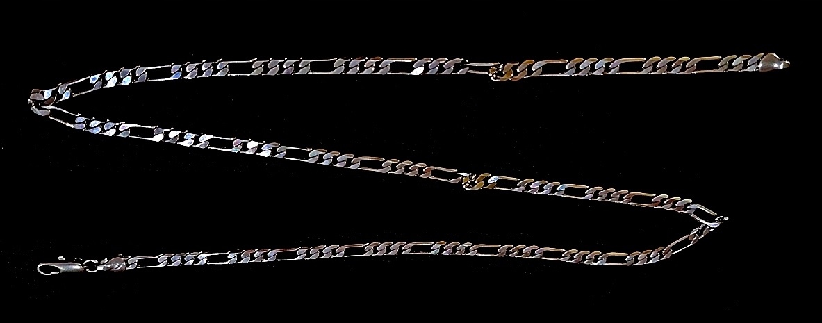 GRUBSZY NASZYJNIK SREBRNY STAL ŁAŃCUCH MĘSKI Długość całkowita 59 cm