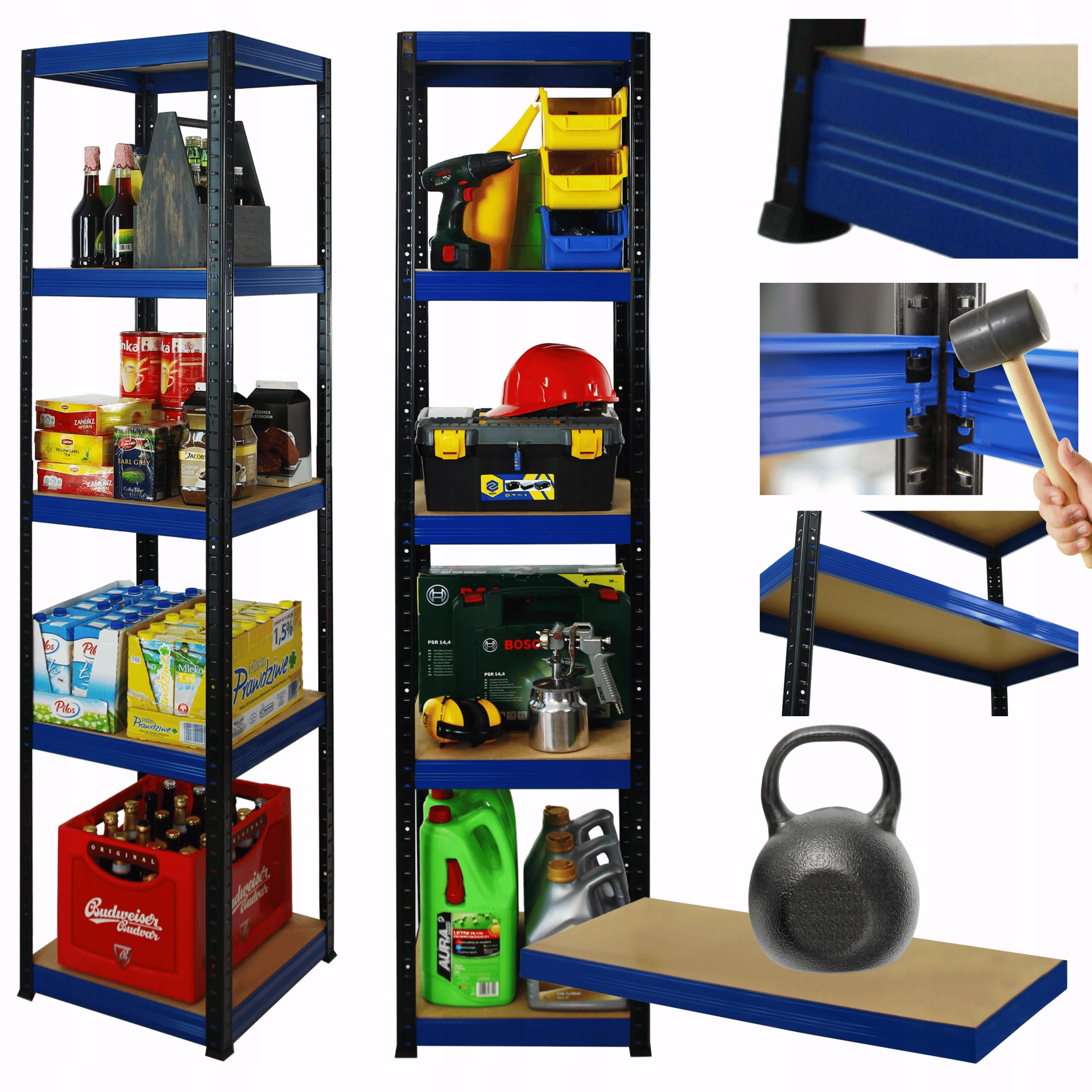 Dielenský regál kovový stojan Helios 196x40x40 cm 5Px175 kg Výrobca