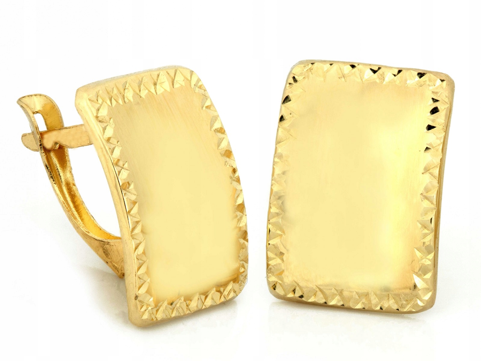 Náušnice zlaté pro ženu 585 čtvercové 10.4 mm 1.73 g stylové a elegantní