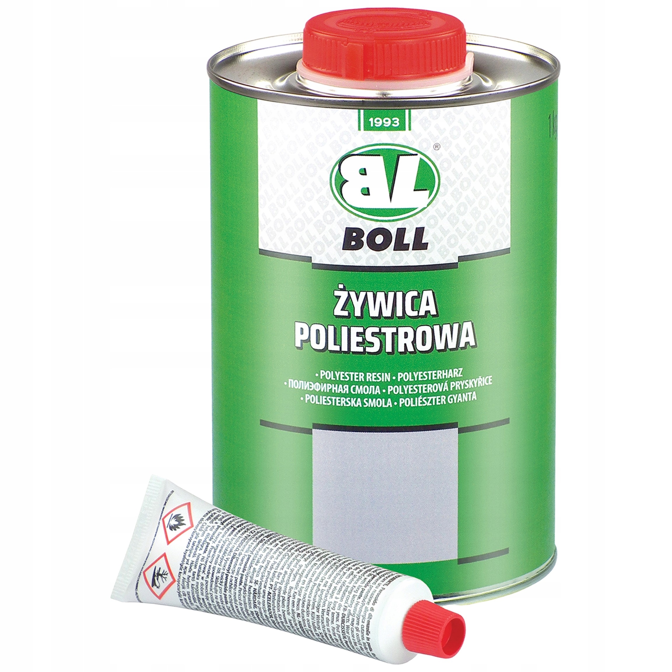 Boll Żywica poliestrowa 1kg włókno szklane 300gm Zestaw naprawy karoserii Stan opakowania oryginalne