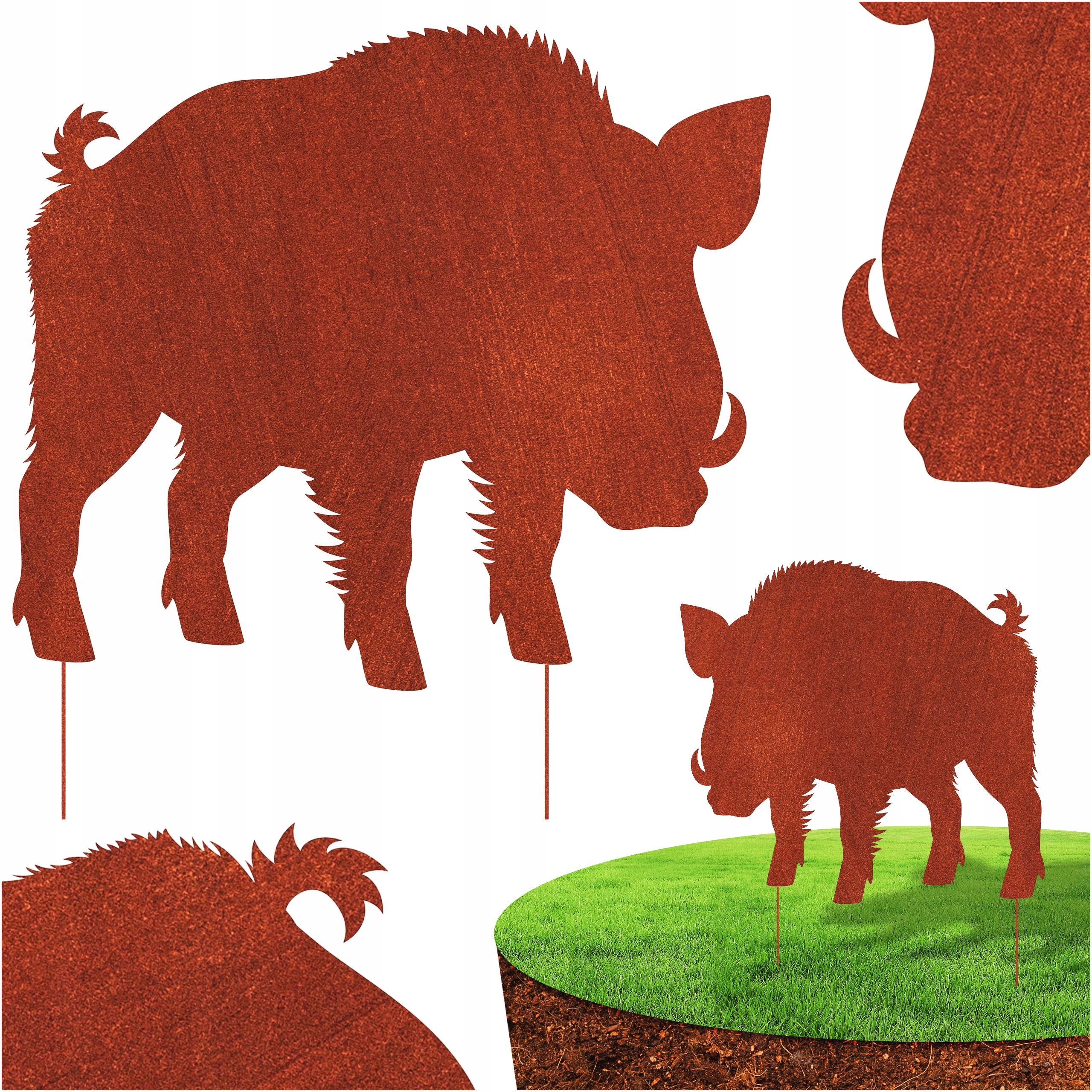 Ozdoby Do Zahrady Figurky Zahradní Dekorace Divočák Prase Savanové Ocel Corten Rezavá