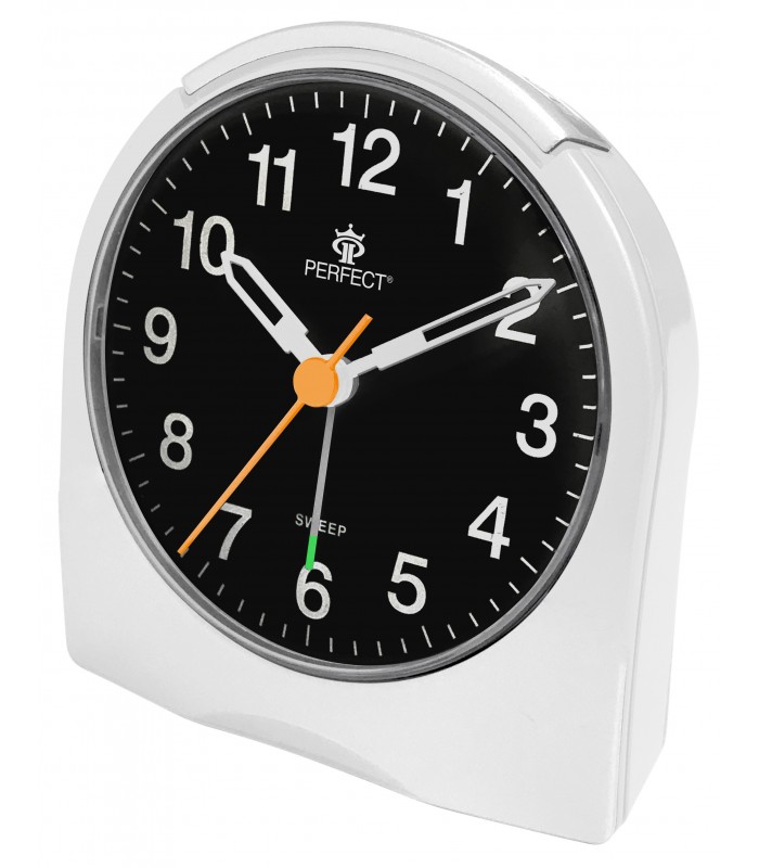 BUDZIK KWARCOWY PERFECT PŁYNĄCY SNOOZE 889 BIAŁY