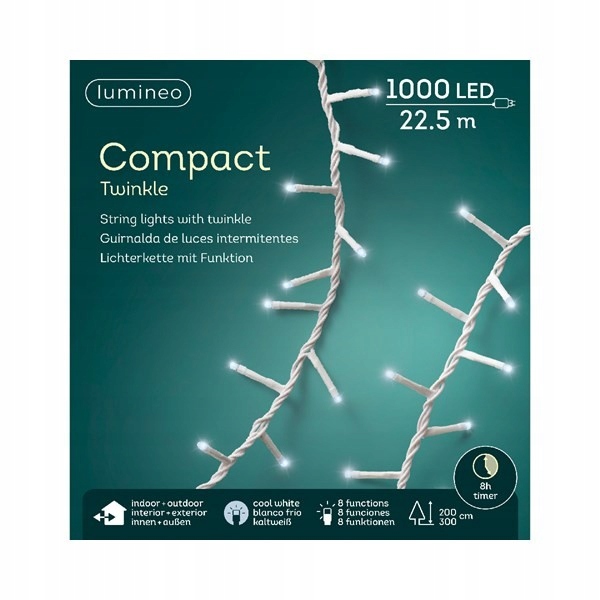 Lampičky 1000 Led venkovní/vnitřní Studená bílá s programátorem 23 m