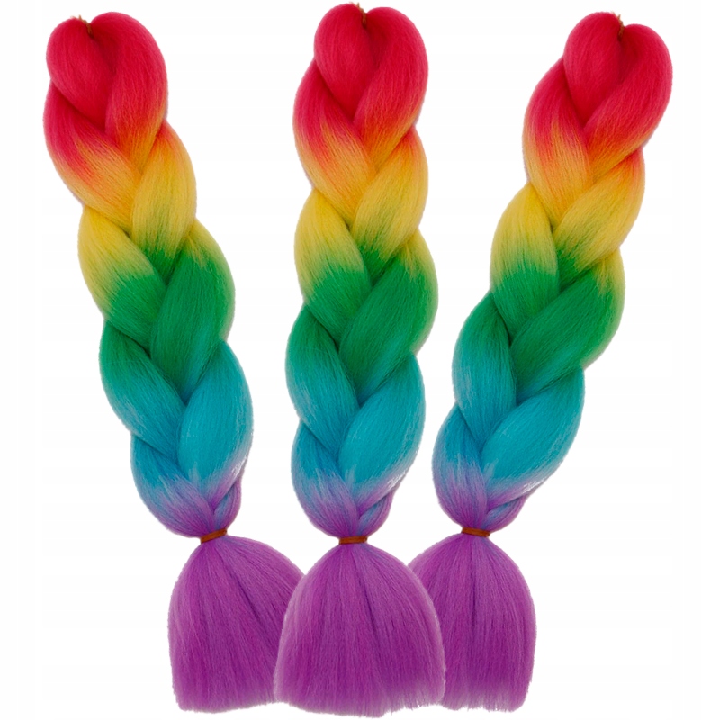 

3x Włosy Syntetyczne na Warkoczyki Ombre Kolorowe