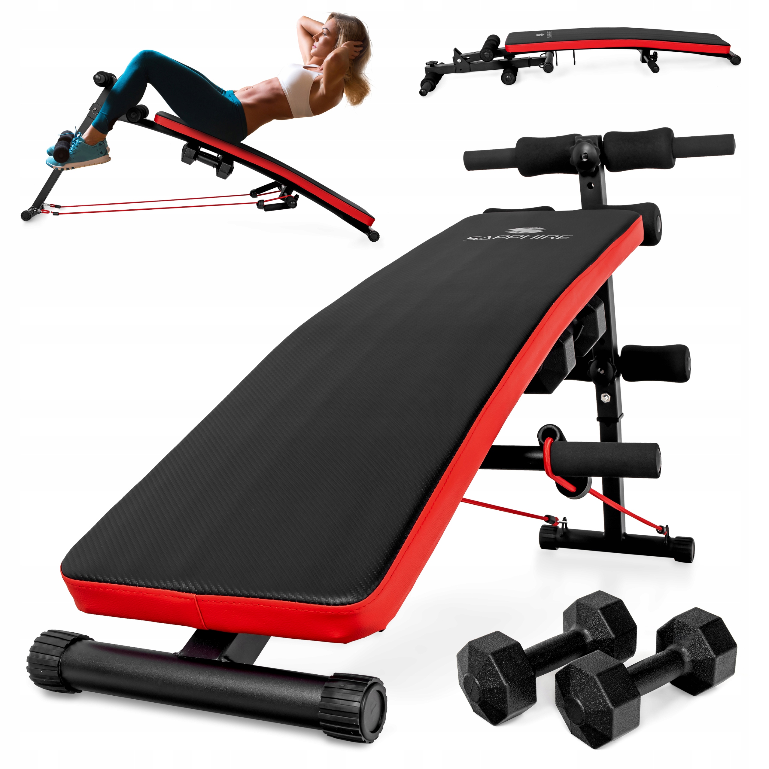 Ławka do brzuszków Treningowa skośna Do Ćwiczeń Abs regulowana Hantle Linki
