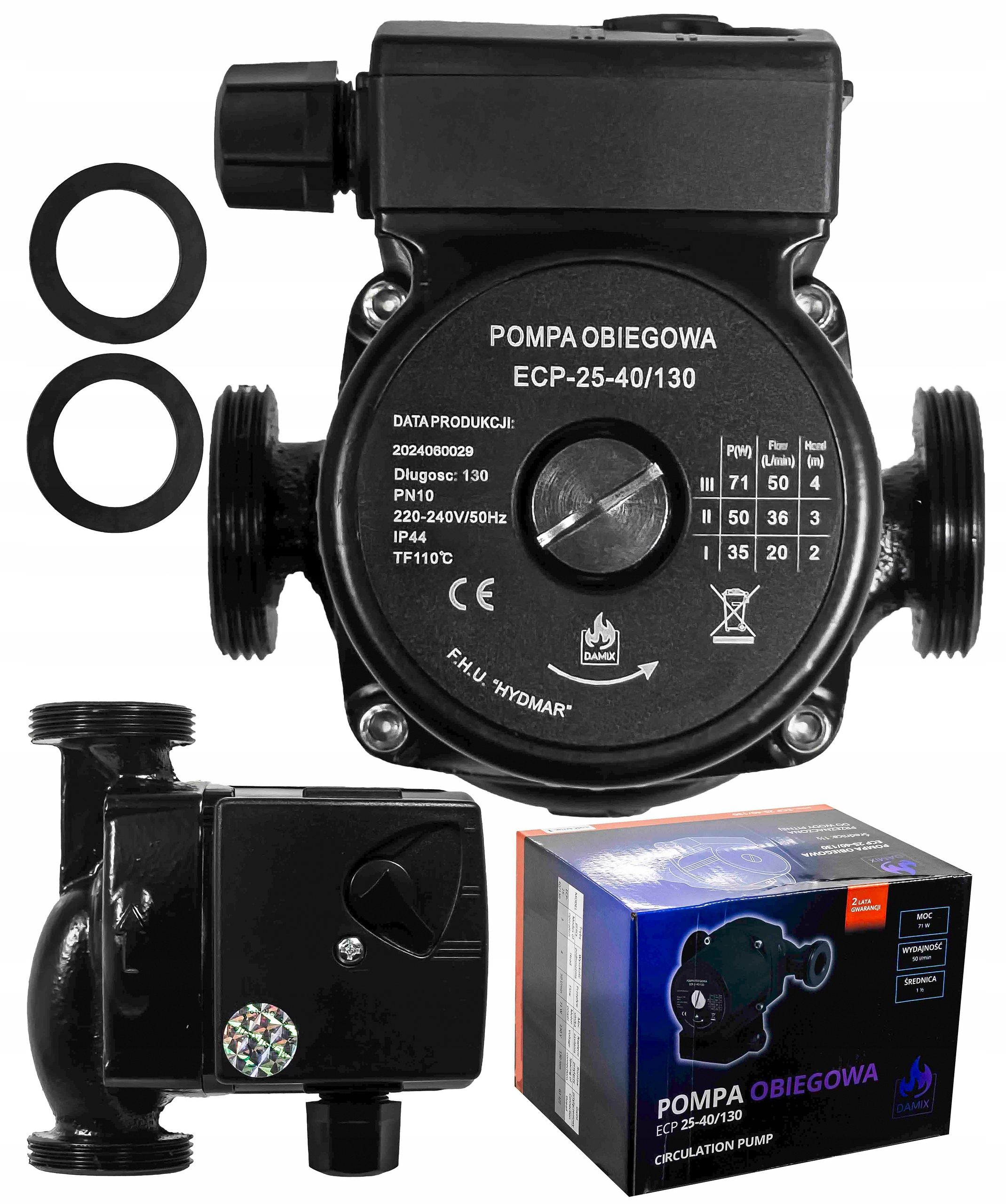 3-RYCHLOSTNÍ Oběhové Čerpadlo 25-40/130, Robustní, Výkonné A Výkonné Damix Čerpadlo