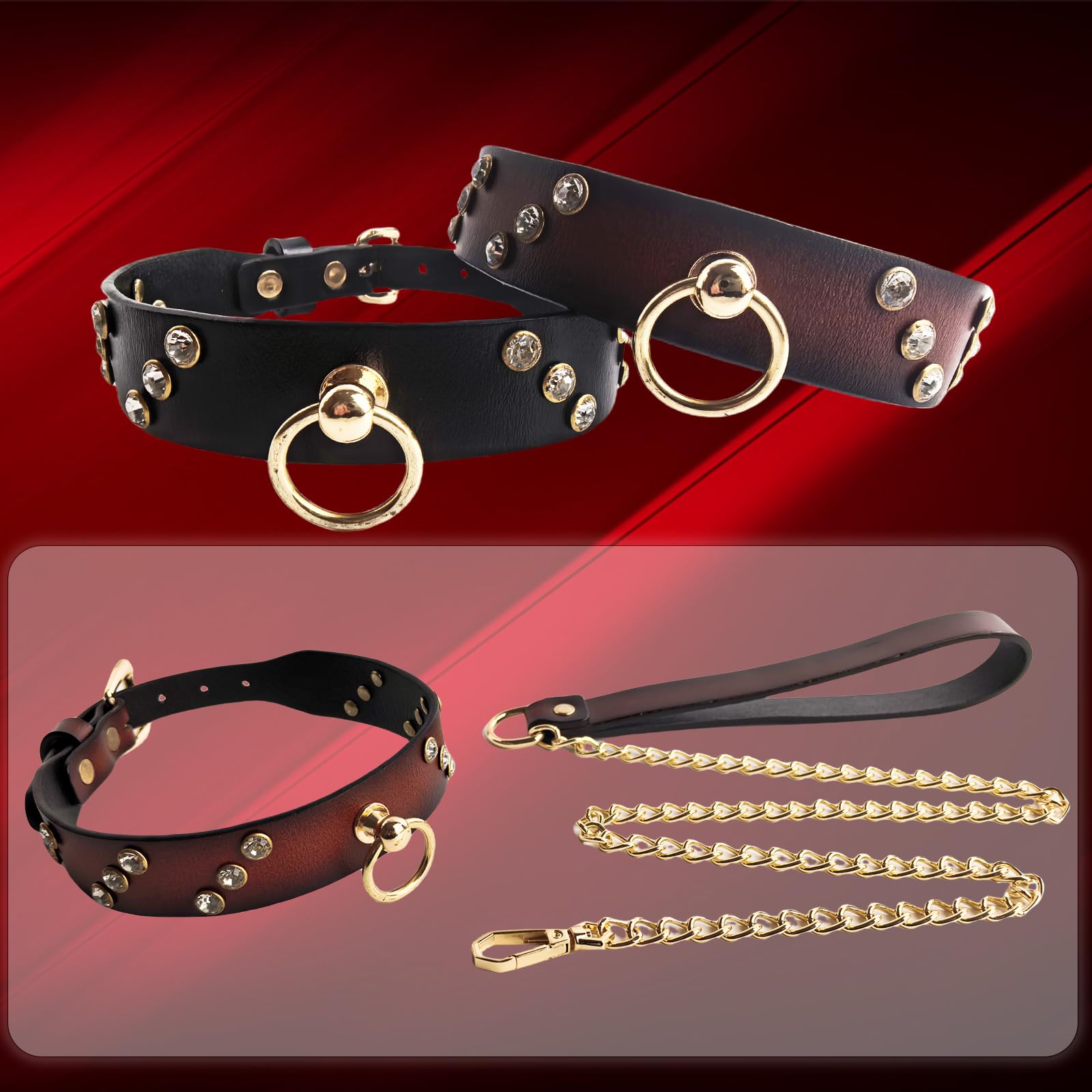 BRAND LEDER O-RING OBROŻA BDSM REGULOWANA DLA PAR KOBIET MĘŻCZYZN BRĄZOWA — miniatura 7