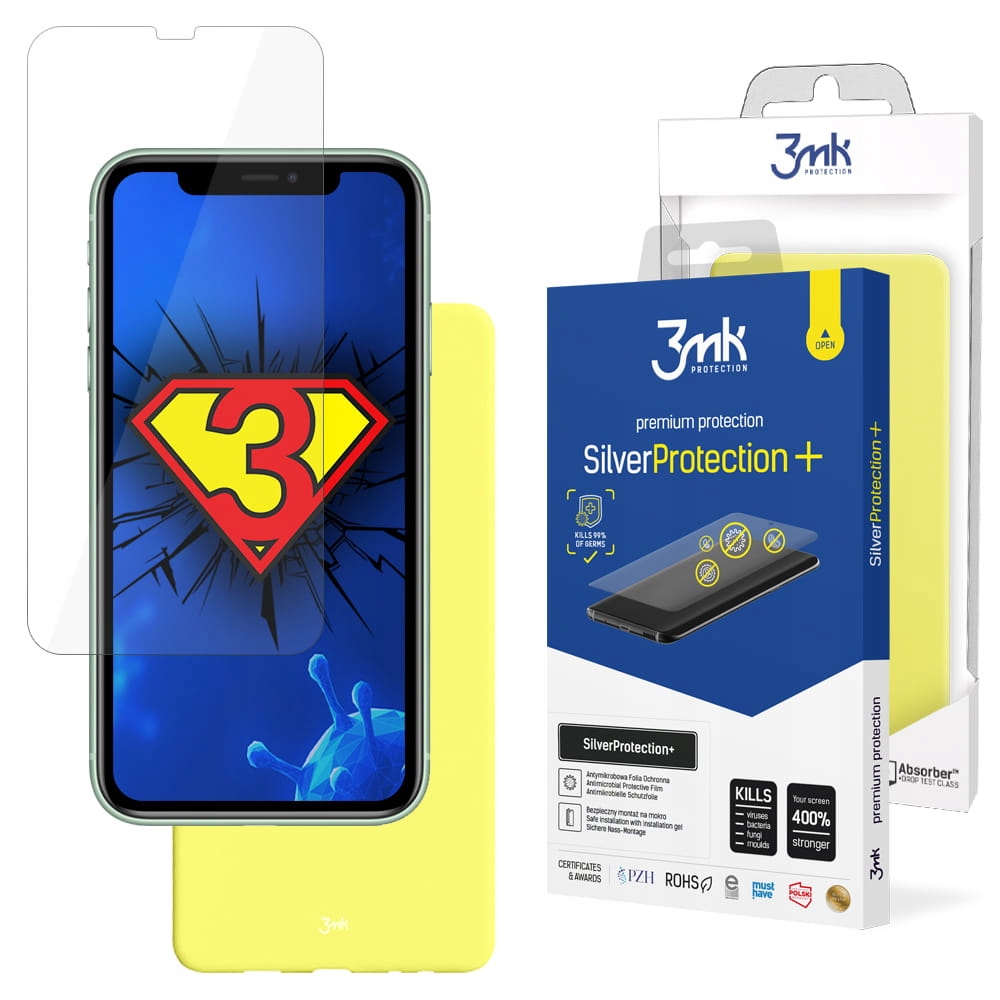 

Żółte odporne Etui Case + Folia do iPhone 11 3mk