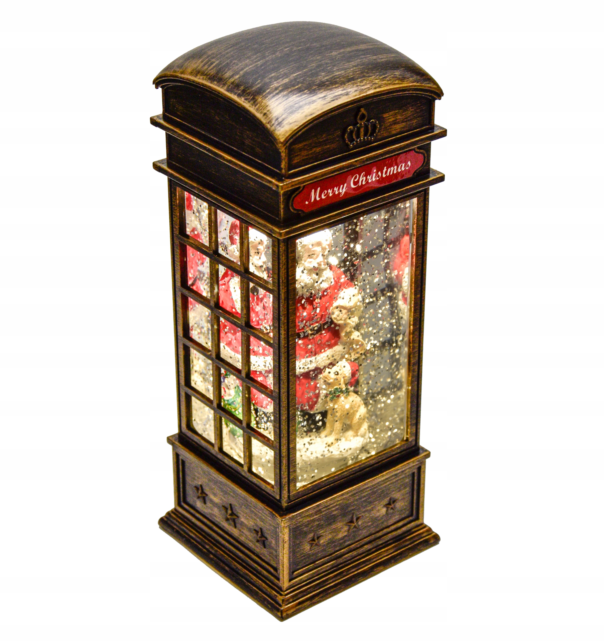 Sváteční Dekorace Telefonní Budka Mikuláš Dárky Padající Sníh