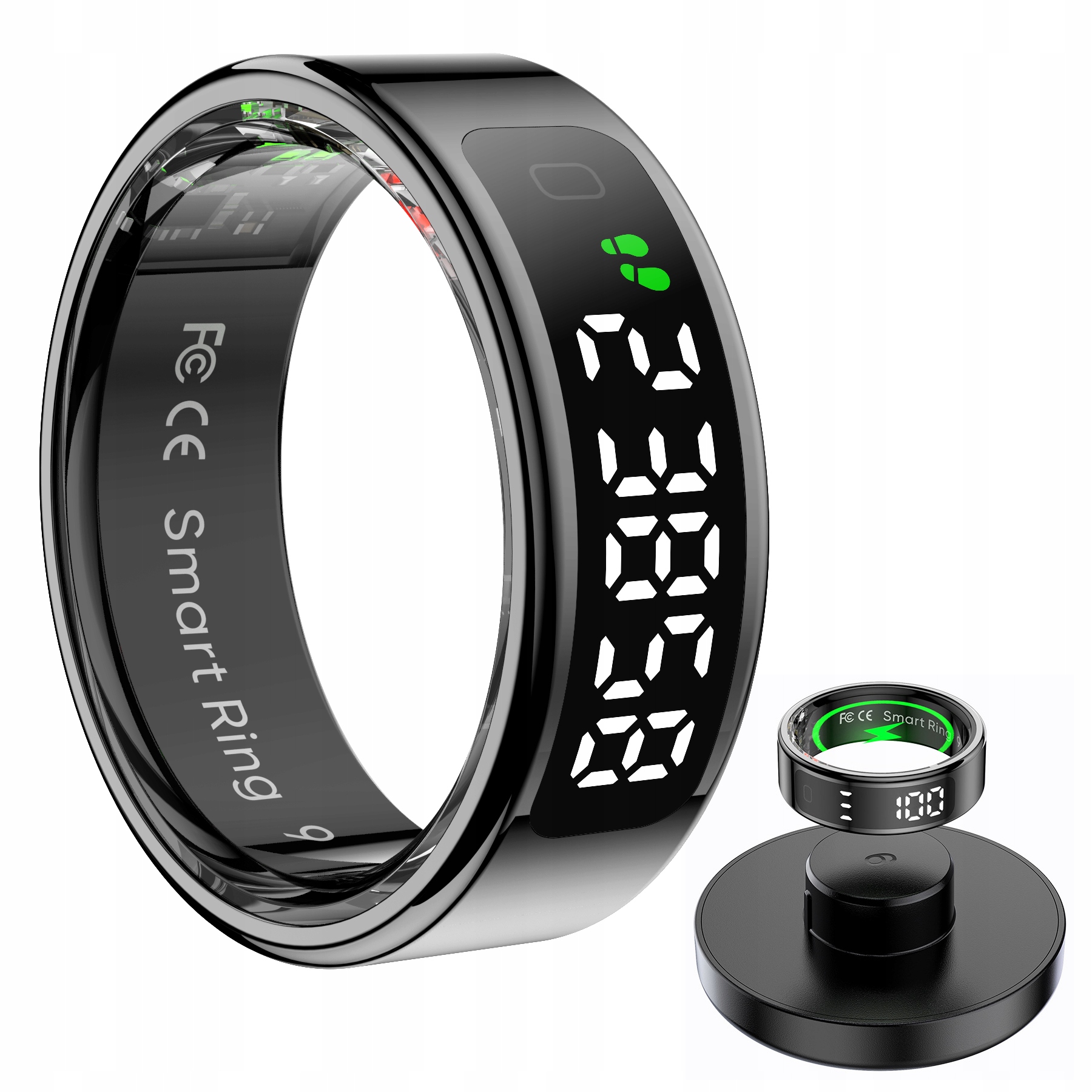 Smart Ring Inteligentní kroužek s Led displejem 5ATM Černý r 10 23