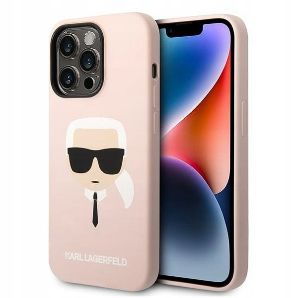 Pouzdro Karl Lagerfeld Silicone Karl's Head MagSafe pro iPhone 14 Pro světle růžové