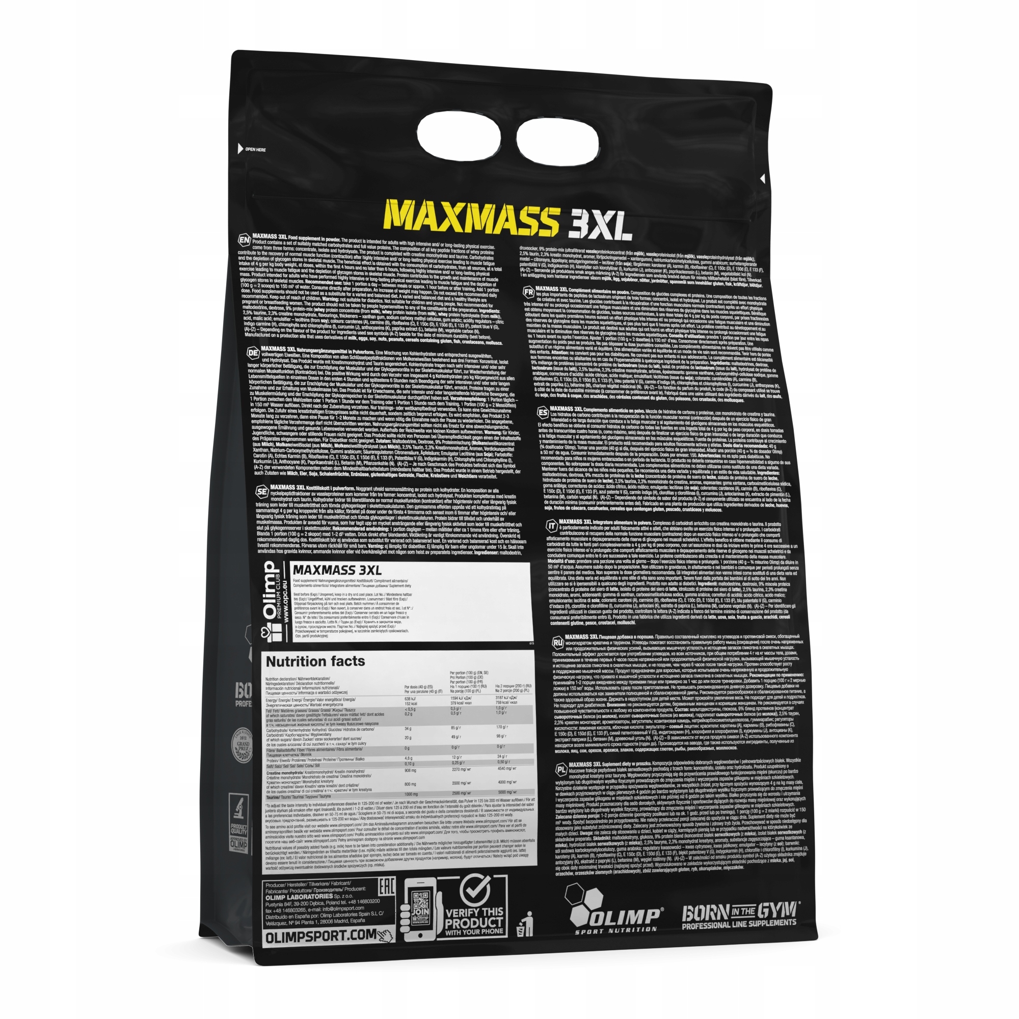 OLIMP Max Mass 3XL 6000g Gainer Białko Kreatyna Tauryna Masa Mięśniowa — 5