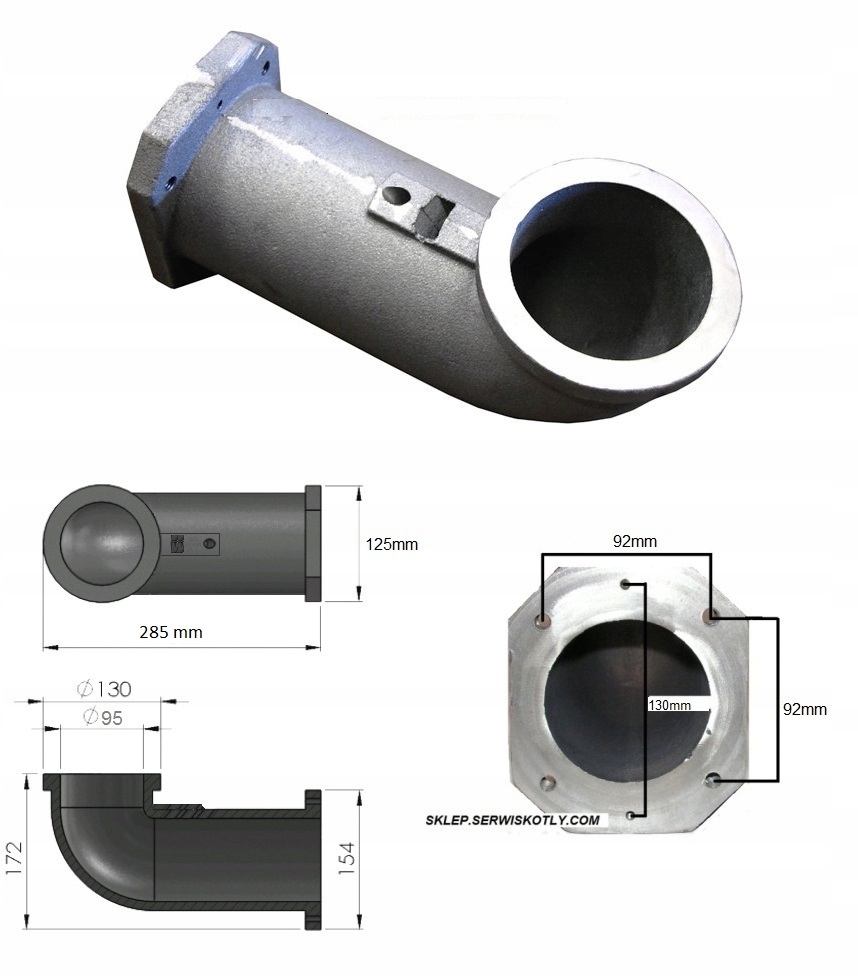 Koleno Do Kotla Defro 10-15 Kw L=285 MM