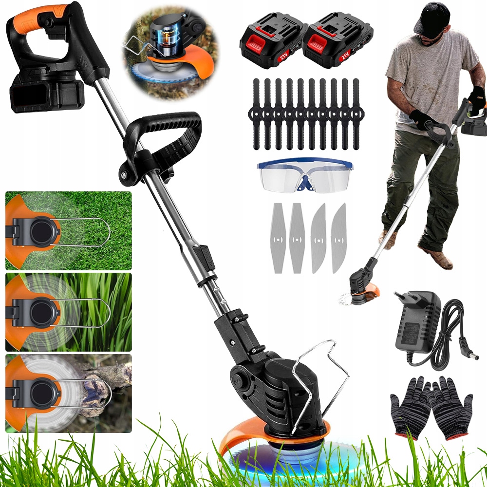 Kosa Akumulatorowa Podkaszarka Bezszczotkowa Wykaszarka 2XAKU 800W Mocny