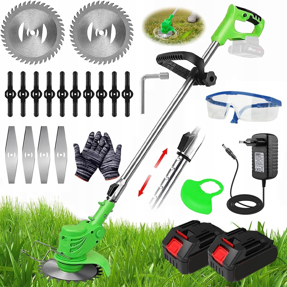 Potężna Kosa Kosiarka Akumulatorowa Podkaszarka Trawy 2XAKU +3 Różne Ostrza