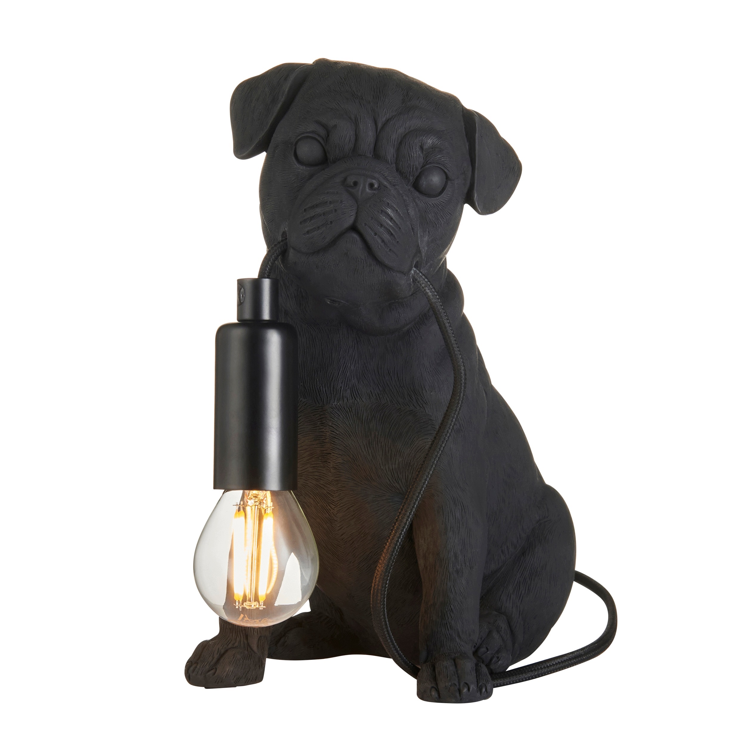 Dekorativní stolní lampa mops černá matná E14 7W Endon