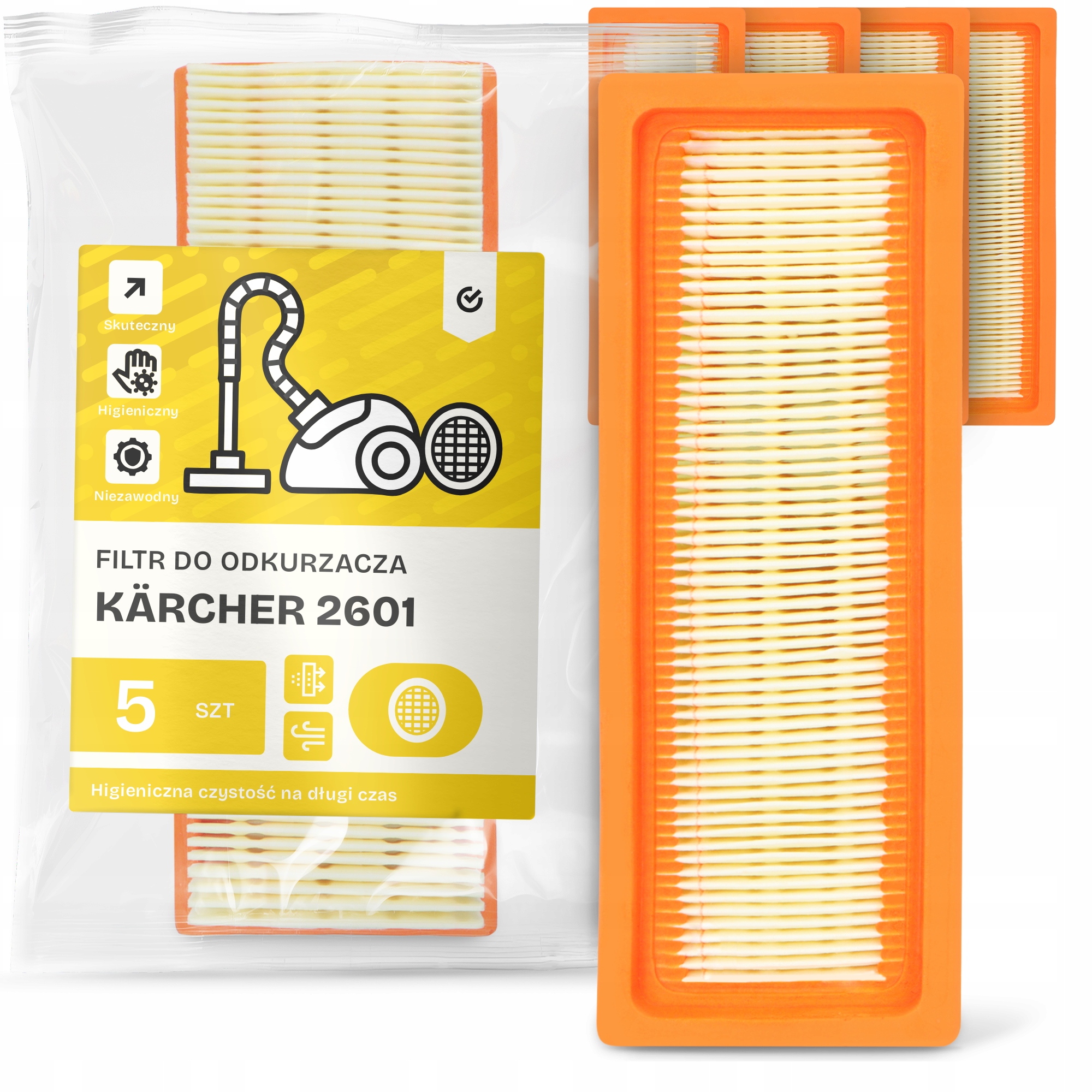 5 x Vzduchový Filtr pro vysavač Kärcher 2601 Omyvatelný Silný Em-w