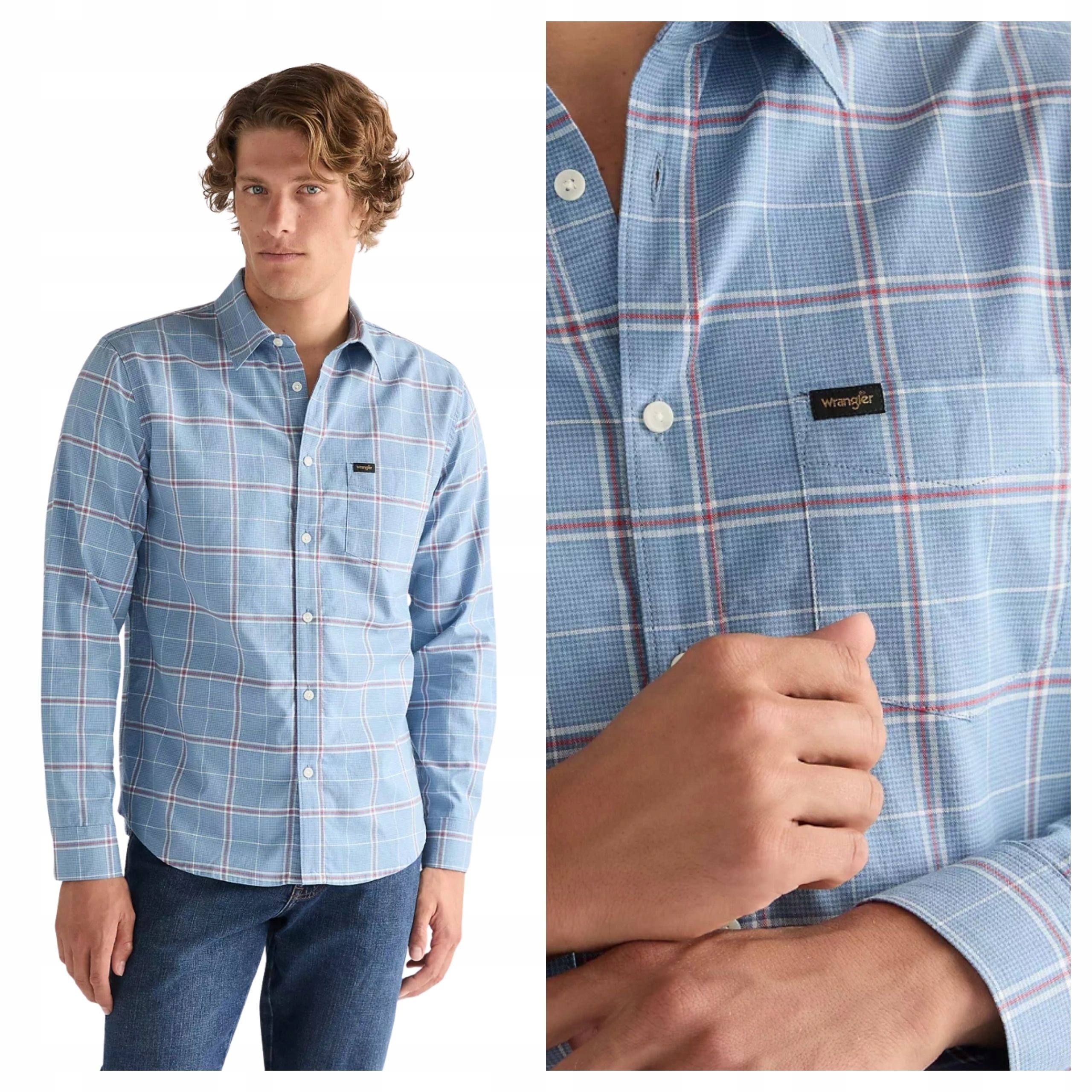 Pánská košile Wrangler 1 kt Shirt Modrá Klasická Casual M