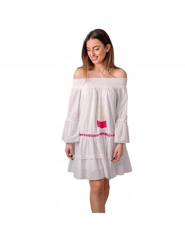 Lula Natura Šaty letní bílá Lidia vel. L-XL 100% bavlna 76 cm