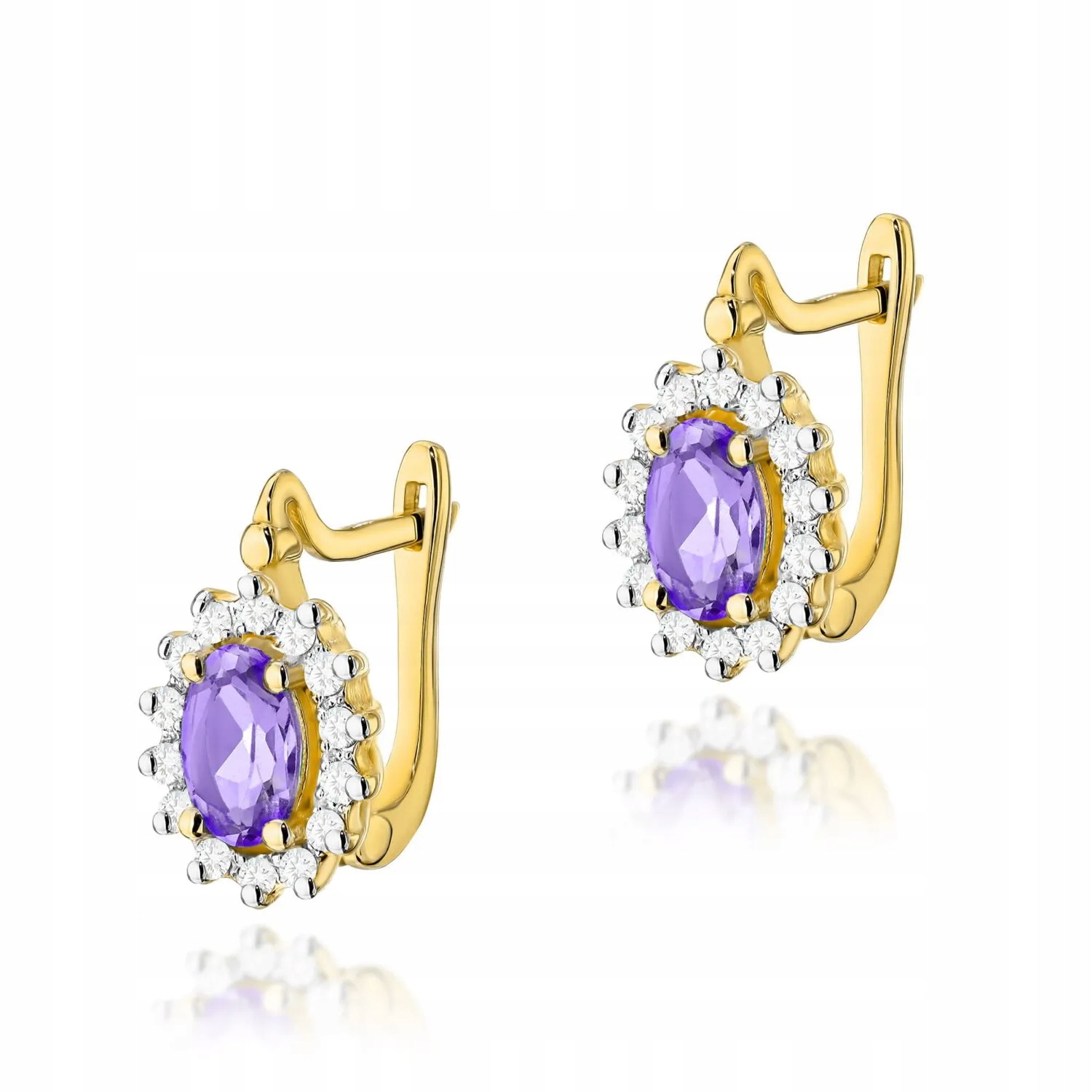 Złote kolczyki z ametystem 2 x 0,40ct żółte złoto pr. 585