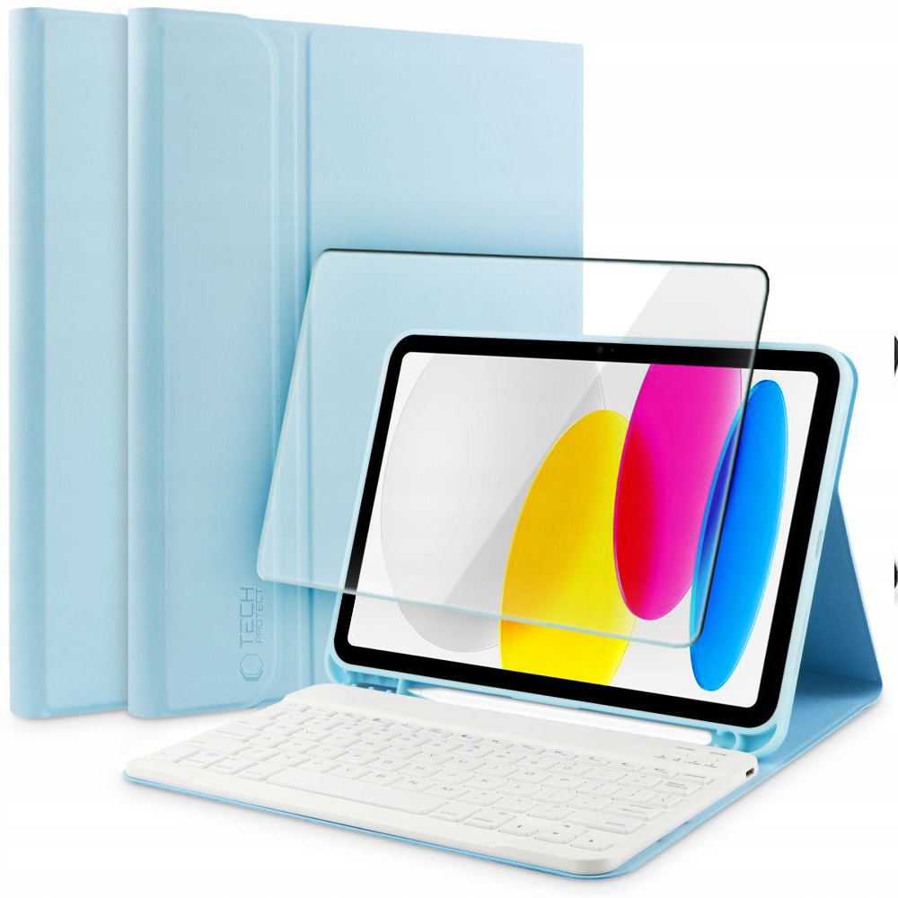 Pouzdro Klávesnice Pro Ipad 10.9 2022 10-GEN 11 2025 11-GEN Světle Modrá Sklo