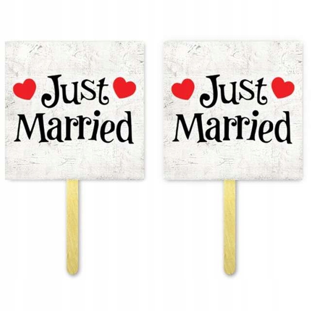 

Fotogadżet ślubny karteczki Just Married serce x2