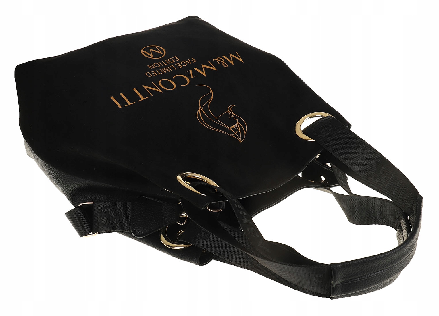 Torebka Damska Worek Shoper Modna Listonoszka na Ramię 2102 Black Wielkość duża (mieszcząca A4)