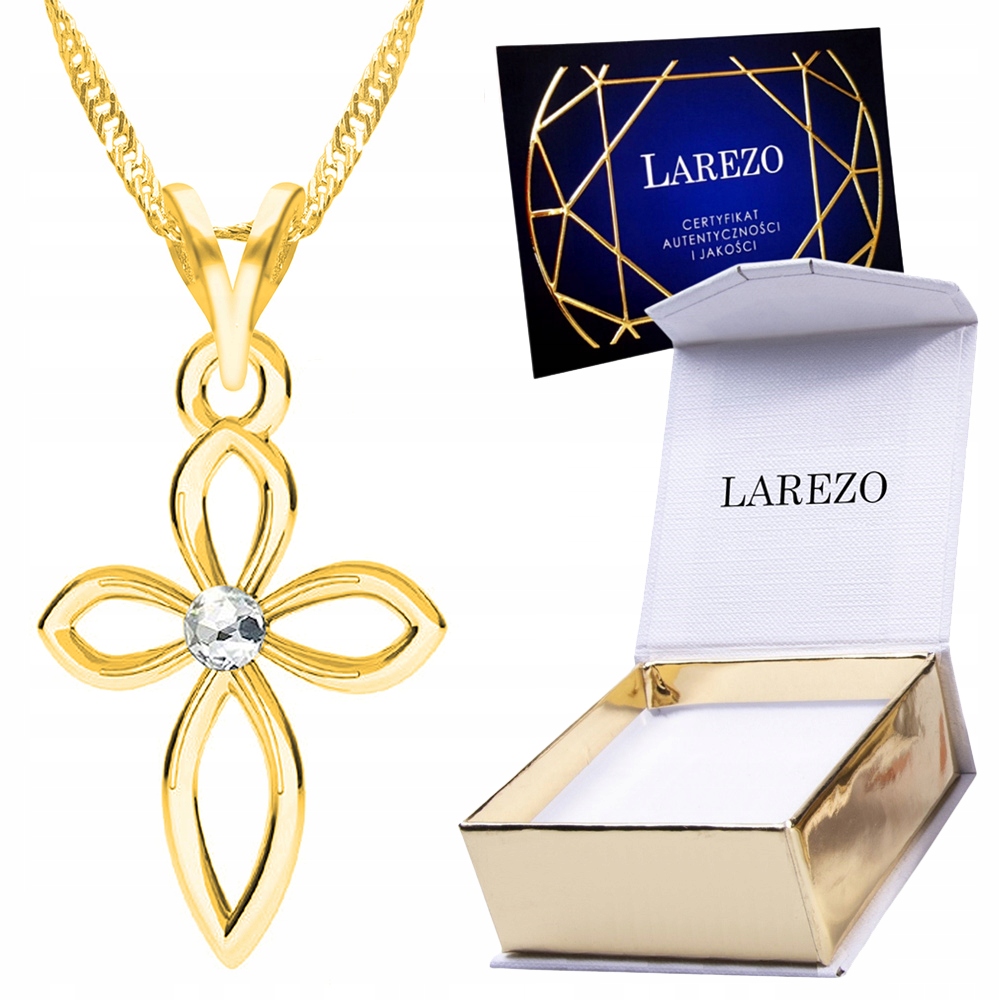 Zlatý náhrdelník 925 Zirkon s křížkem a křížkem Pozlacený kříž 24K