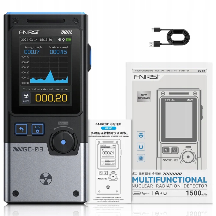 GC-03 wielofunkcyjny detektor promieniowania licznik Geigera Fnirsi czarny