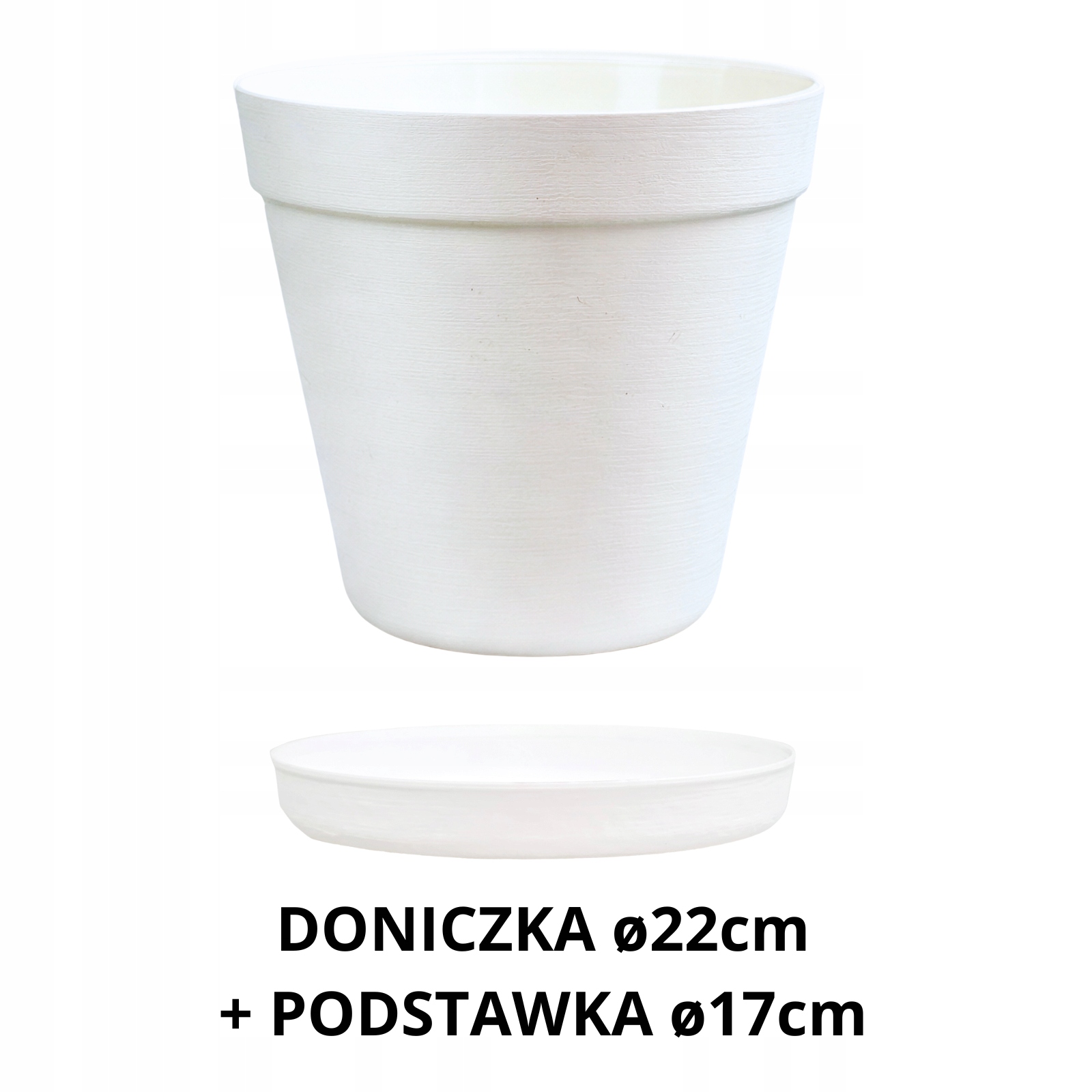 ZESTAW Doniczka 22cm + Podstawka 17cm, 4,85L Stylowy Zestaw EKO, BIAŁY